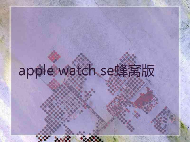 apple watch se蜂窝版