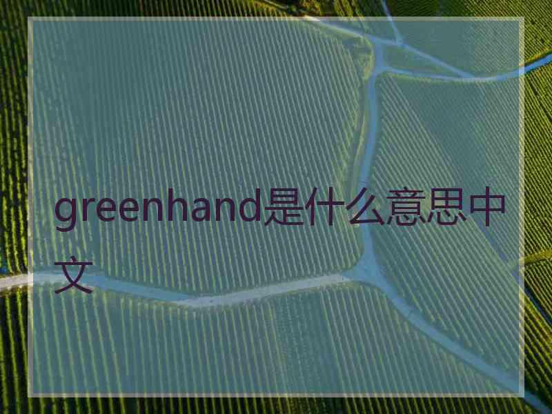 greenhand是什么意思中文