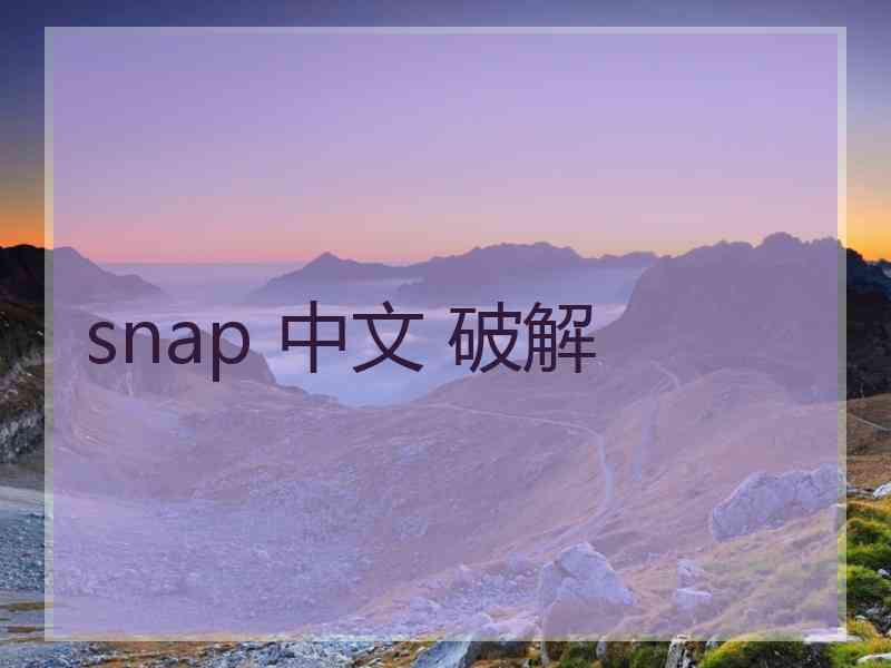 snap 中文 破解