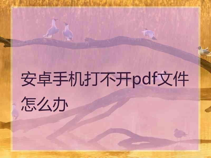 安卓手机打不开pdf文件怎么办