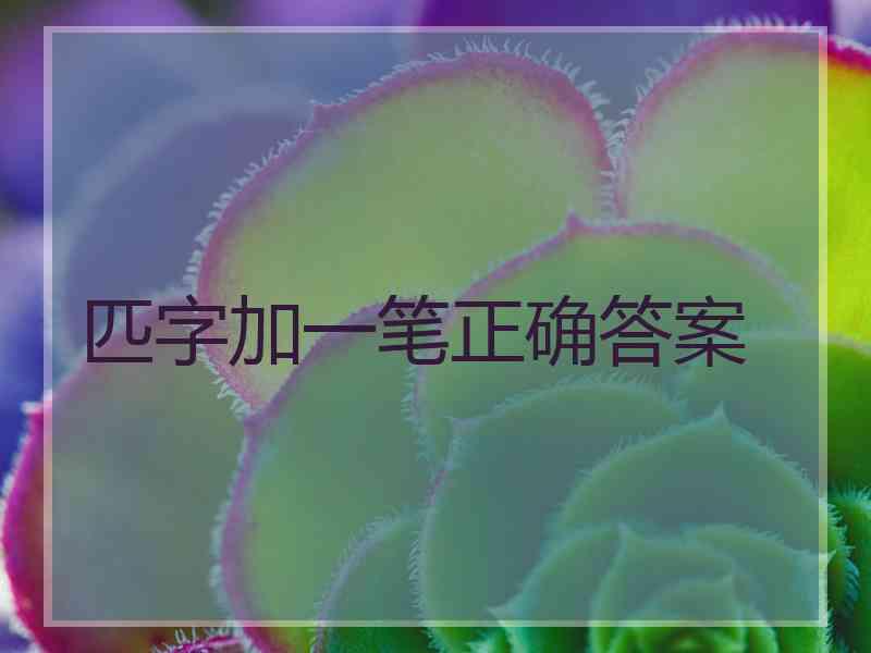 匹字加一笔正确答案