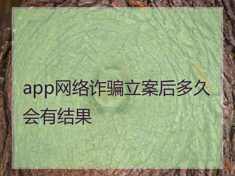 app网络诈骗立案后多久会有结果